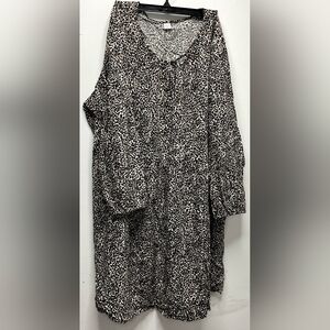 Old Navy Dress Leopard Animal Print Brown Long Sleeve Plus Size Work Wear XXL